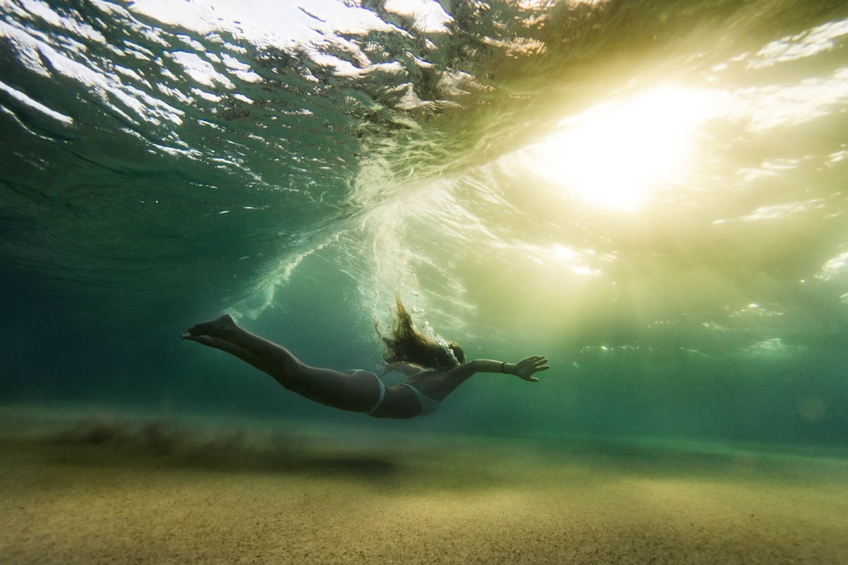 ocean girl sunset underwater fuerteventura paradise