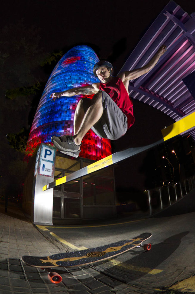 agbar towel barcelona longboard hippie jump