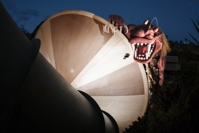 siam park bmx dragon red blue night awesome