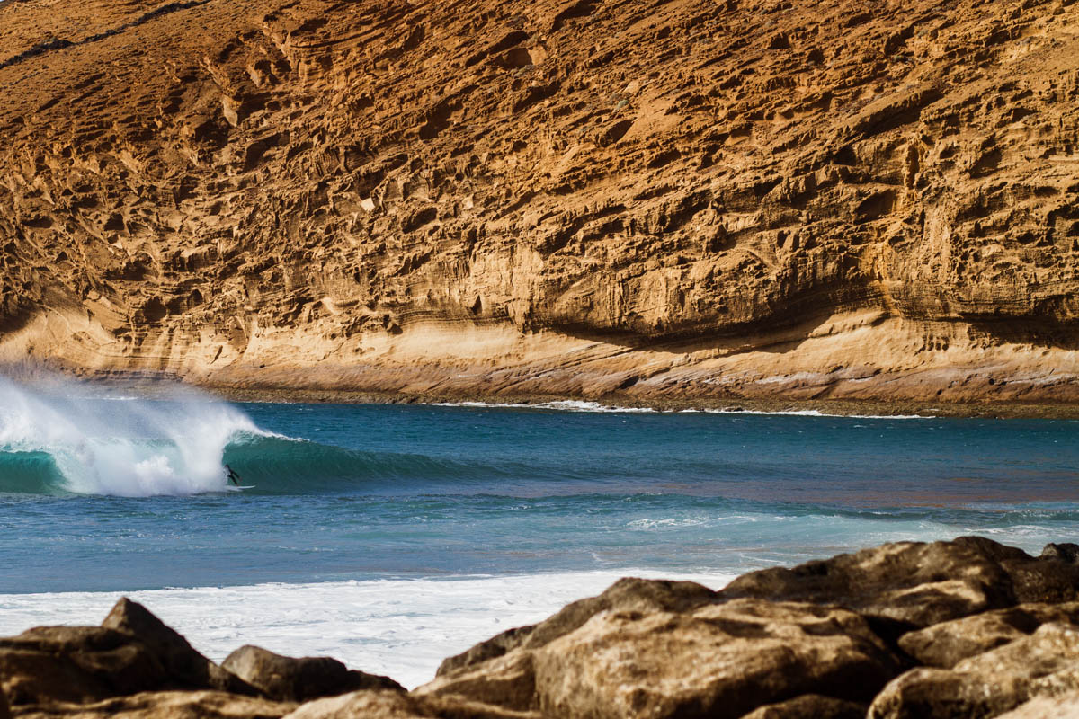 Canary islands surfing yellow mountain